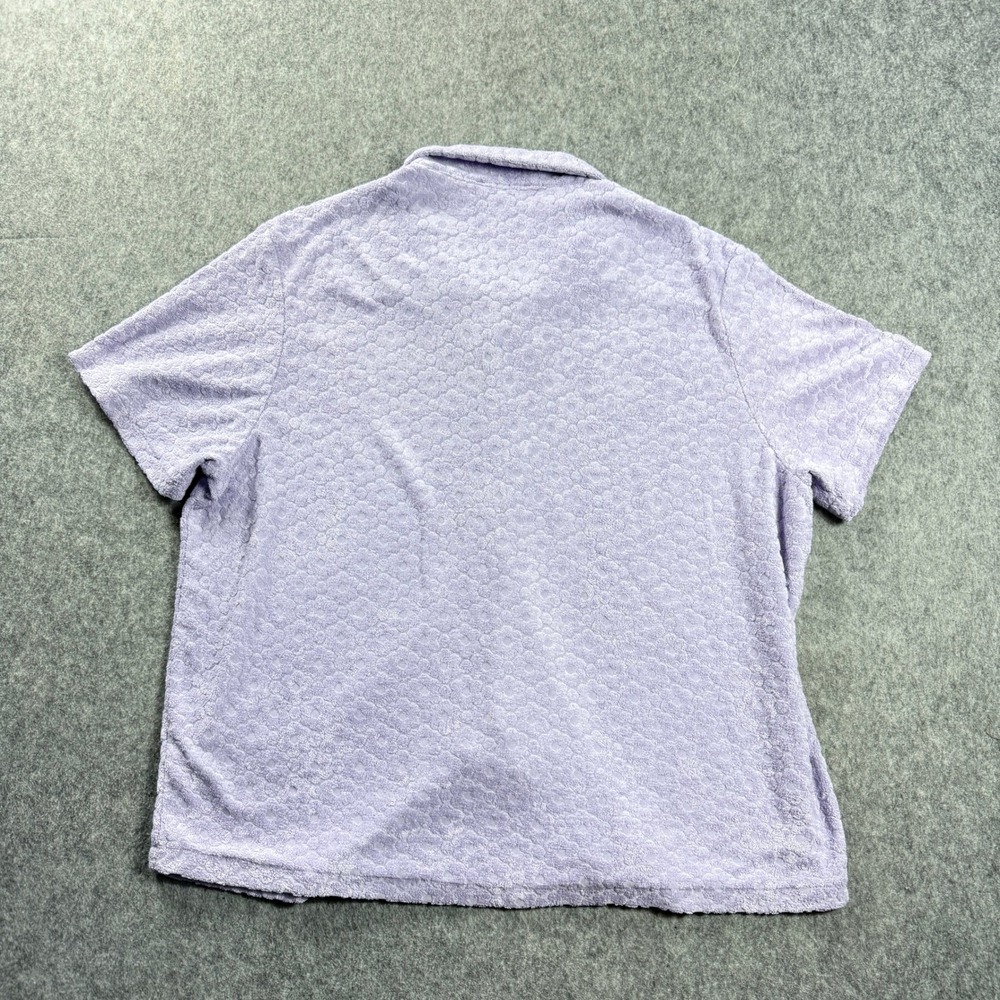 ASOS DESIGN Mens 2XL Lilac Towelling Textured Revere Collar Shirt Short Sleeve - Picture 6 of 10